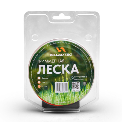 Cтруна триммерная кв. сечения  2,4 мм х 15 м  VILLARTEC