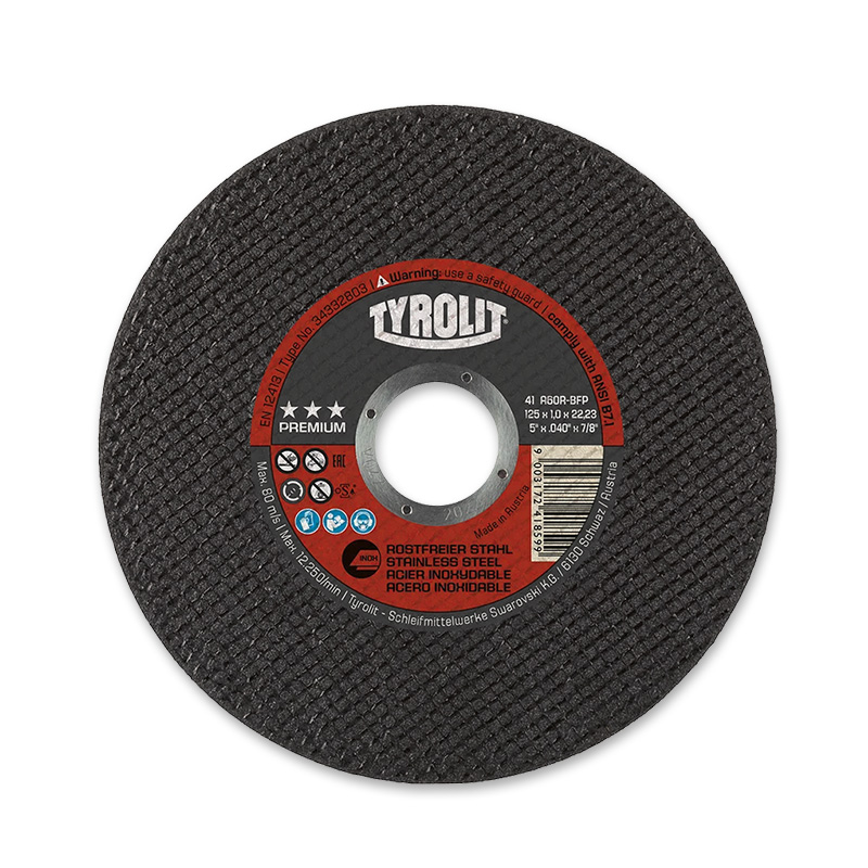 Отрезной армированный круг на бакелитовой связке 125х1.0х22.23, A 60 R BFP. T-41